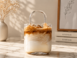 Elegant Glass Handbag Drink Cup with Straw