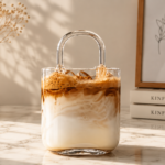 Elegant Glass Handbag Drink Cup with Straw